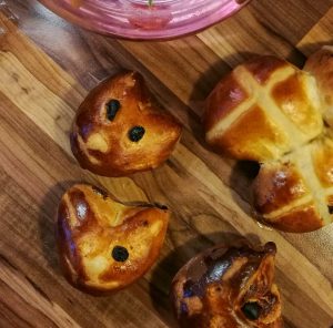 Easter crafting with kids hot cross bunnies