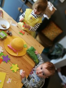 Easter crafting with kids bonnet making 