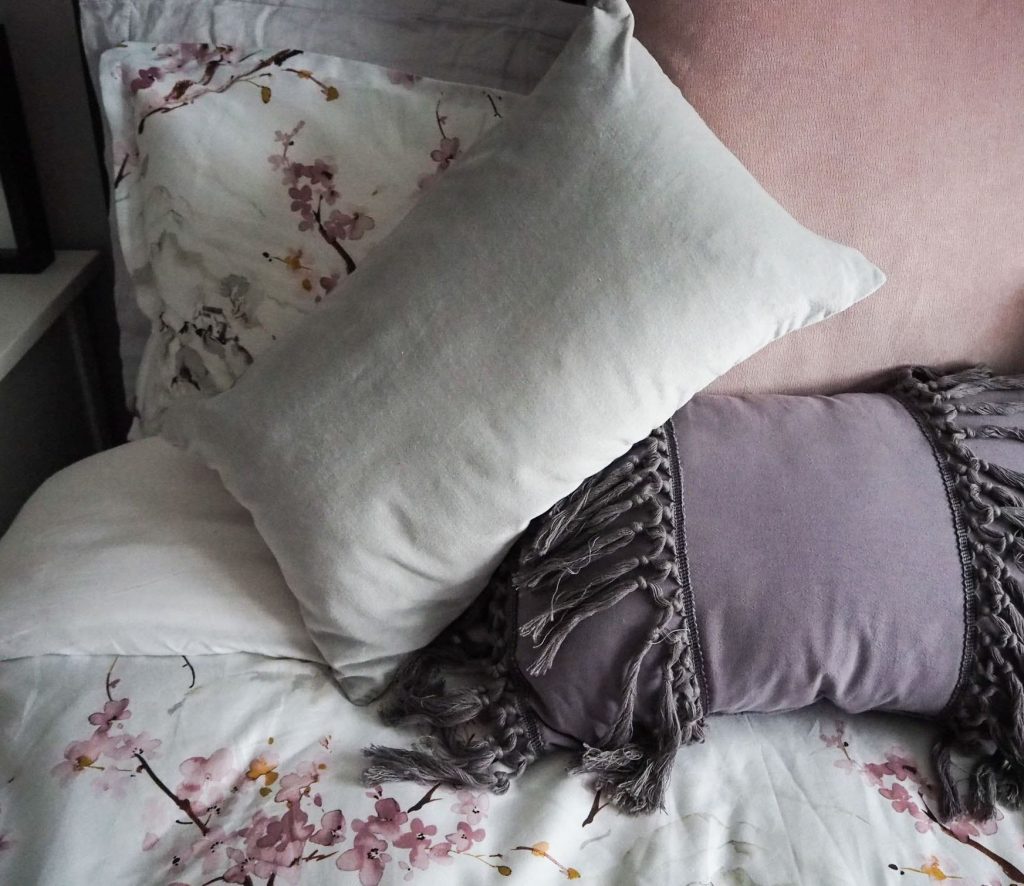 Christy Haruki bedding and Jaipur cushion
