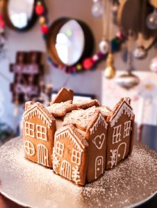 festive baking notjustatit decorating cake gingerbread house village